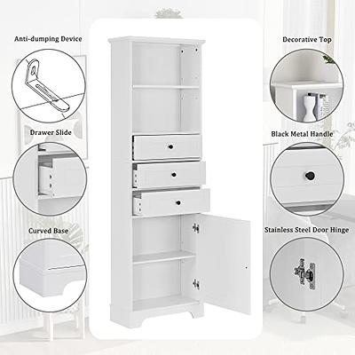 Lavish Home Kitchen or Bathroom Storage Cabinet with 3 Open Shelves, White