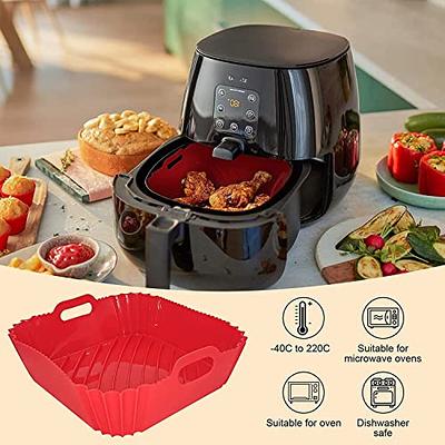 Square Air Fryer Liners Silicone, 9 IN 6 to 10 QT Food Grade Reusable Heat  Resistant Silicone Air fryer Bowls Inserts Baskets Pots Accessories for