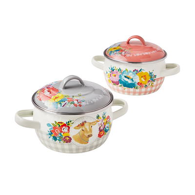 The Pioneer Woman Sweet Romance 1.05-Quart Enamel on Steel Mini Dutch Oven  with Lid, Set of 2 - Yahoo Shopping