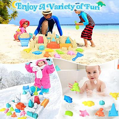 RACPNEL Collapsible Foldable Beach Sand Buckets and Shovels Set - Beach  Toys for Kids with Mesh Bag & Sand Molds, Silicone Beach Sand Pails for