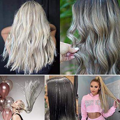 5pcs Silver Hair Tinsel Kit, Fairy Hair Tinsel Heat Resistant Tinsel Hair  Extensions, 48Inches Glitter Hair Extensions Sparkling Shiny Hair Tensile