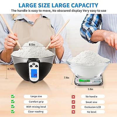 Food Scale Digital Weight Grams and Oz, YONCON Digital Kitchen Scale with  Bowl - Measuring Cup, 11lb by 1g Super Accurate for Cooking, Baking, Tare  Function Easy to Use (Includes Batteries) 