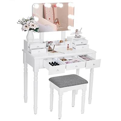 Makeup Vanity Desk with Lights, 3 Lighting Colors, White Vanity Set Makeup  Table with 3 Drawers, 2 Cabinets and Multiple Shelves, Large Vanity  45.2in(L) - Yahoo Shopping