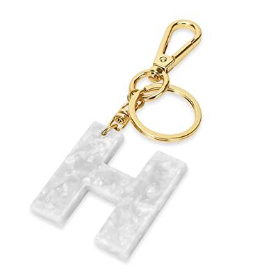 Junyuerly Gold Initial Key Chain Pink Acetate Letter Pendant Key Ring Backpack Accessories for Girls