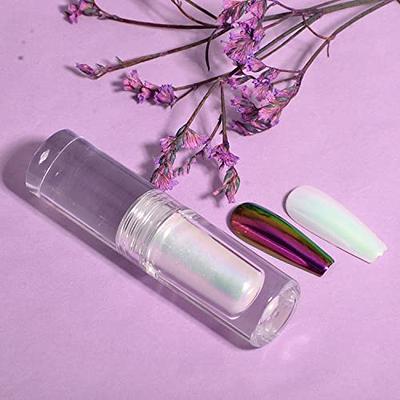 BISHENGYF 6 Pcs White Chrome Nail Powder, Pearl Effect Nail Powder