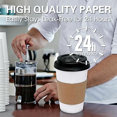 KPX 100 Pack 16 oz Coffee Cups, Disposable Coffee Cups with Lids and  Sleeves To Go Coffee Cups Reusable for Hot & Cold Drinks 