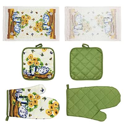 Kitchen Sunflower Dishtowel and Oven Mitts Set