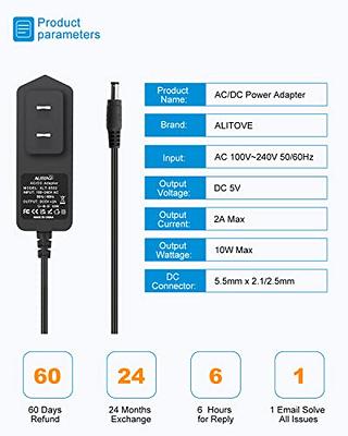 ALITOVE 5V 2A Power Adapter 5V Power Supply 2A 10W 5 Volt AC