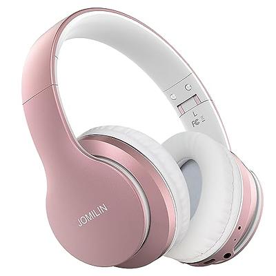 TUINYO Wireless Headphones Over Ear, Bluetooth Headphones with Microphone,  Foldable Stereo Wireless Headset-Rose Gold