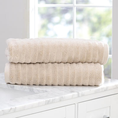 Mainstays 6 Piece Textures Cotton Bath Towel Set, Beige 