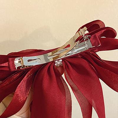 Ribbon Colored Hair Bows, 4 Pcs Large Braided Bow with Clips Colorful  Glitter Bowknot with Long, Big Hair Bows Clips for Women Girls Wedding  Birthday