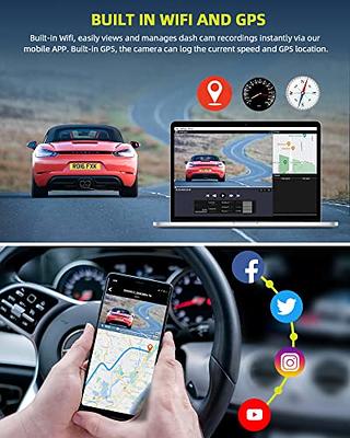 LAMTTO Dash Cam 4K Wifi 2160P Car Camera Mini Front Dash Camera for Cars  with Night Vision 64GB SD Card, APP Control, Voice Prompt, G-Sensor,  Parking Monitor 