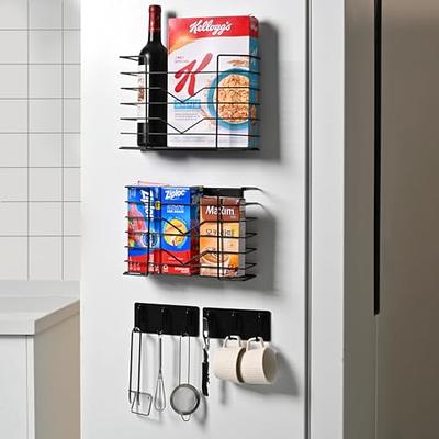 4 Pack Magnetic Spice Rack Organizer, Space Saver for Refrigerator and  Microwave Oven, Metal Fridge Shelf, Black