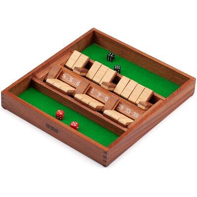 Juegoal Wooden 4 Players Shut The Box Dice Game, Classics Tabletop Version  and Pub Board Game, 12 inch