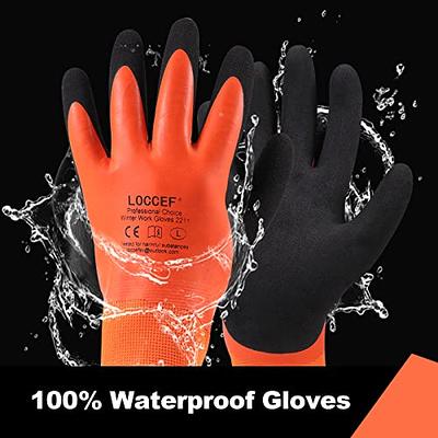 OriStout Waterproof Winter Work gloves Bulk for Men and Women, 3 Pairs,  Touchscreen, Freezer gloves for Working in Freezer, Ther