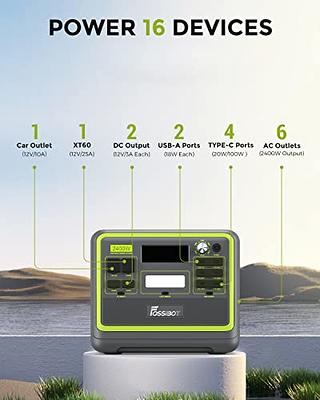  FOSSiBOT F2400 Portable Power Station, 2048Wh LiFePO4 Battery  Backup/100-110V AC 2400W Outlets (4800W Peak)/ 1.5H Fast Charging/12V  DC/18W USB-A/20W/100W USB-C/LED for Home Use Camping RV Emergency 1 :  Patio, Lawn 