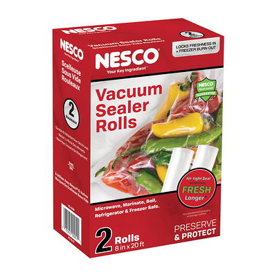 Nesco Pre Cut Quart Sized Vacuum Sealer Bags 8 x 12 Clear Pack Of