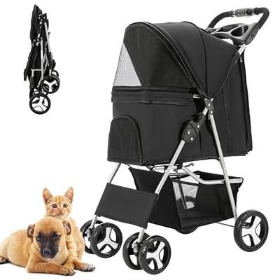 Angeles Home 36 1/2 in. x 25 in. Portable Folding Pet Carrier with 4 Lockable Wheels for Cat and Small Dog, Gray and Black