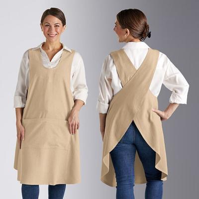 Cotton Canvas Cross Back Apron with Pockets –