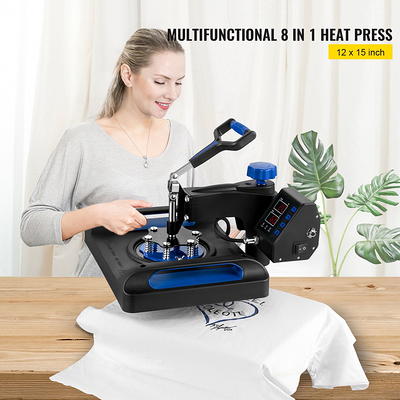 BENTISM Heat Press Machine 8 in 1, 12 X 15 Professional Heat Transfer  Digital Sublimation Machine 360° Swing Away for T Shirts Mugs Hat Plate Cap  Bag 