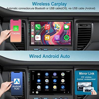 Hikity Single Din Car Stereo 7 Inch Touchscreen with Apple Carplay Android  Auto Bluetooth 5.1, Car Audio Receiver with Mirror Link FM Radio SWC USB