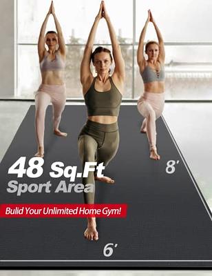 Fit Active Sports Large Exercise Mat 6' x 4' x 8mm | Thick Non-Slip Extra Wide Workout Mat for Home Gym