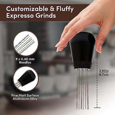 Espresso Coffee Stirrer Stainless Steel 7 Needles Espresso Needle  Distributor Tools With Stand