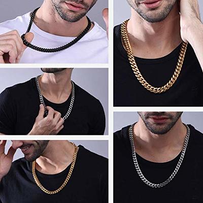 Jewlpire Diamond Cut Miami Mens Cuban Link Chain Necklace, Gold Chain |  Silver Chain for Men Boys Women, Hip-Hop & Cool Style, 316L Stainless