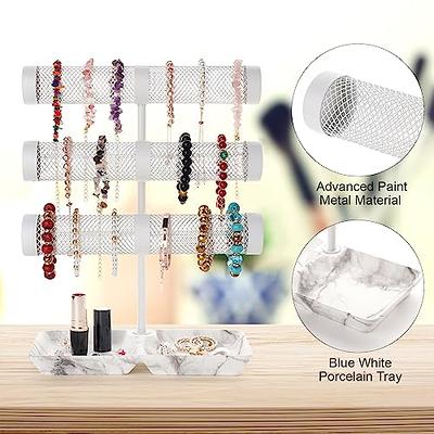 Kerisgo Bracelet Holder, 3 Tiers Bracelet Display Stand, Jewelry Organizer  Display for Bracelets Earring Long Necklace Watches Scrunchie and Porcelain