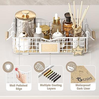  Qcold Metal Wire Basket Storage, Bathroom Basket for  Organizing, Bathroom Counter Organizer with Wooden Handles, Farmhouse  Bathroom Decor Tray, Toilet Paper Basket Storage (Set of 2 Black) : Home &  Kitchen