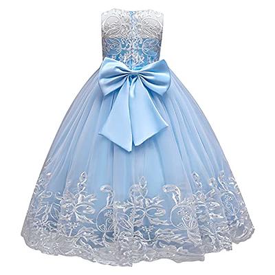 Dolly Gown Fairy Dusty Blue Tulle Floral Lace Boho Prom Dress