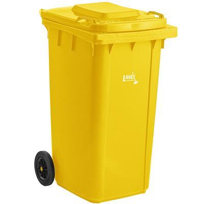 Lavex 23 Gallon Yellow Slim Rectangular Trash Can with Drop Shot Lid