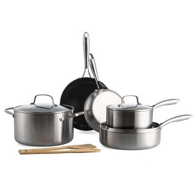 Nutrichef 11 PC Nonstick Diamond Kitchen Cookware Pot & Pan Set, Gray (2 Pack)