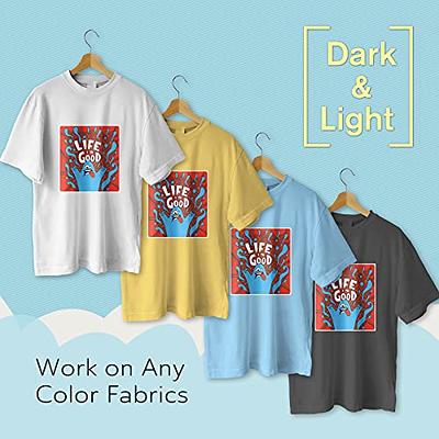 TransOurDream Heat Transfer Paper for Light T Shirts (20 Sheets 8.5x11)  Clear Iron on Transfer Paper for Light &White Fabrics Printable Heat  Transfer Vinyl for Inkjet Printer (Trans-1)