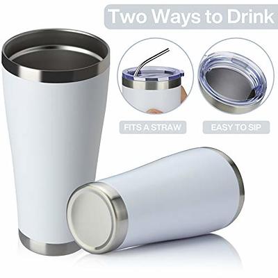 20oz Stainless Steel Tumblers Bulk,Vacuum Insulated Cups Double Wall Large  Tumbler with Lid,Powder Coated Coffee Mugs for Ice & Hot Drink Gifts  (White) 