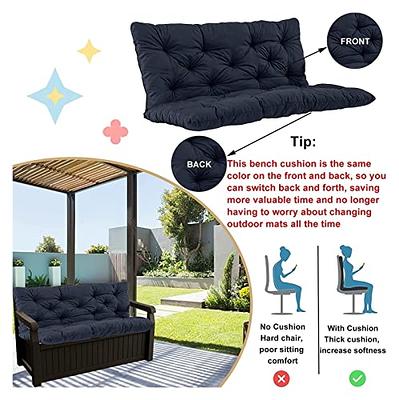 Outdoor Swing Replacement Seat Cushions Pad, 3 Seater Waterproof Non Slip  Overstuffed Bench Cushion, Loveseat Cushions with Ties for Porch Garden