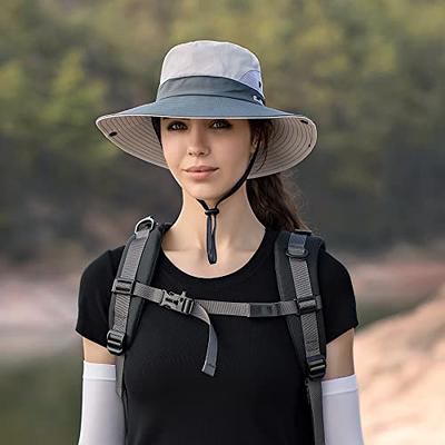 NPQQUAN Ponytail Sun Hat for Women 3” Wide Brim UPF 50+ Bucket Fishing  Beach Hats LightGrey/Grey (Ponytail Hole) - Yahoo Shopping