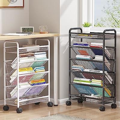 Magazine Holder Display Rack Floor-Standing Stand with Wheels for