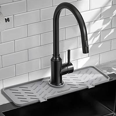 24 inch Sink Splash Guard Mat, Silicone Faucet Handle Drip Catcher Tray,  Longer Silicone Sink Mat for KitchenBathroom, Drip Protector Splash