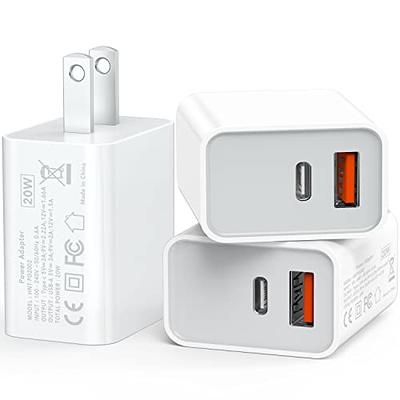  USB C Charger, 20W Fast Charging Block, 2 Port Fast Charger  Block with USB C Power Adapter, PD + Quick Charge 3.0 USB Wall Charger Plug  for iPhone 12/12 Mini/Pro Max/11/iPad