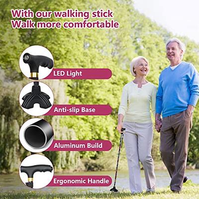 JUNRA Walking Cane for Women with LED Light, Folding Cane for Men/Seniors,  Quad Cane with Stable Base, Lightweight and Adjustable Walking Stick for  Women(Red Flowers) - Yahoo Shopping