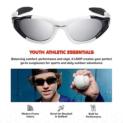 X LOOP Youth Sports Polarized Sunglasses For Boys Kids Teens Age 8-16 Baseball Cycling Running Wrap Around UV400 Glasses