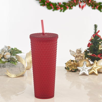 Mainstays 26 oz Double Wall Plastic Tinted Tumbler with Straw