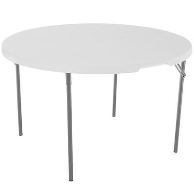 Lifetime Round Fold-in-Half Table, 48 Plastic, White Granite