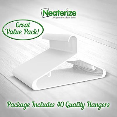 NEATERIZE Velvet Hangers 100 Pack White - Heavy Duty Velvet Clothes Hangers - Non Slip Felt Coat and Suit Hangers for Closet - Lightweight