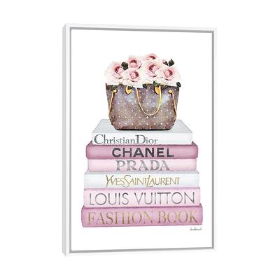 Stupell Industries Fashion Designer Shoes Bookstack Pink White Watercolor Canvas Wall Art by Amanda Greenwood