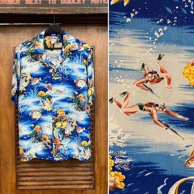 Vintage 1950's Underwater Fish Design Crepe Hawaiian Shirt, 50's Loop  Collar Speargun Fishing, Clothing - Yahoo Shopping