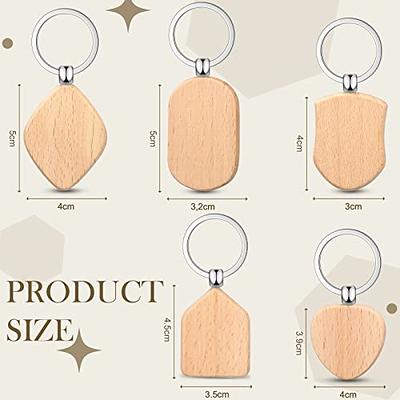 Shein 5pcs-Wood Keychain Blanks,Laser Engraving Blanks Key Chain, Unfinished Wood Keychains Bulk for DIY Crafts Gift, Various Keychains and Key Tags,5pcs