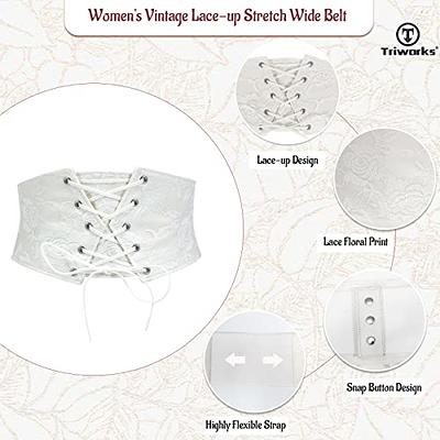 TRIWORKS Women Waist Belt Corset Lace Up Tied Waspie Elastic Wide Belt for  Dresses Halloween Pirate Corset White - Yahoo Shopping