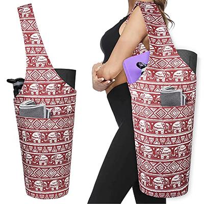 Canvas Yoga Mat Bag Tote Sling Carrier W Large Side Pocket for